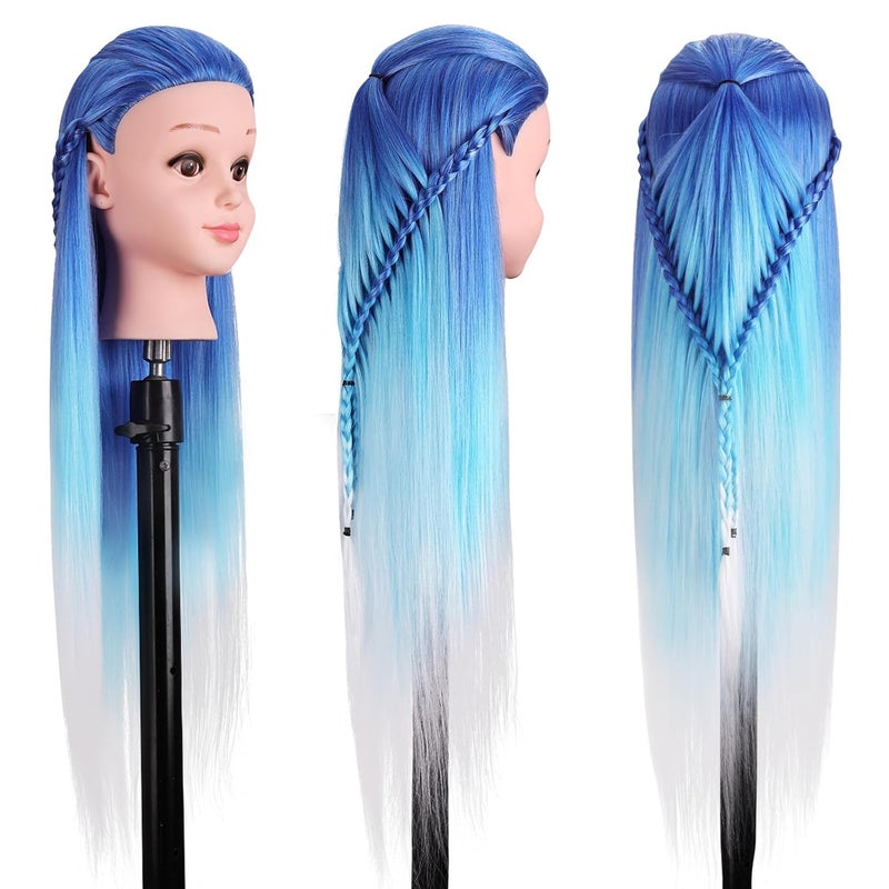 TopDirect Mannequin Head with Hair, 29" Hair Mannequin Manikin Head Synthetic Hair Doll Practice Cosmetology Styling Hairdressing Training Braiding Heads with Clamp Holder and Tools - Image 5